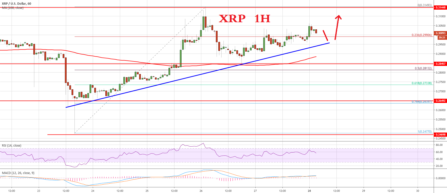 瑞波币（XRP）多头平静，而众多币种明显上涨