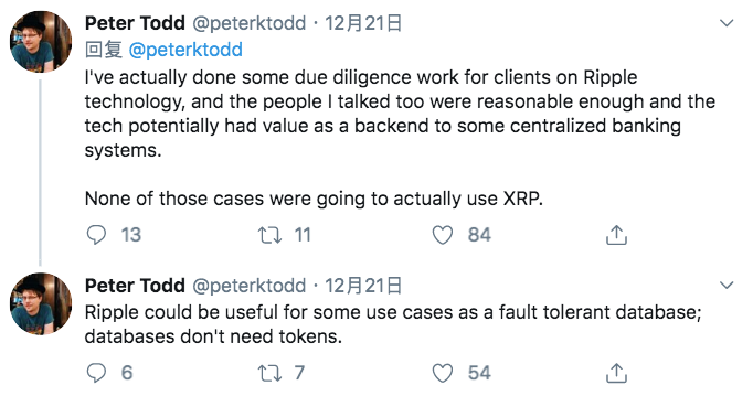 Twitter精选 | 瑞波融资2亿美元竟是因为散户不接XRP的盘? 大咖互怼