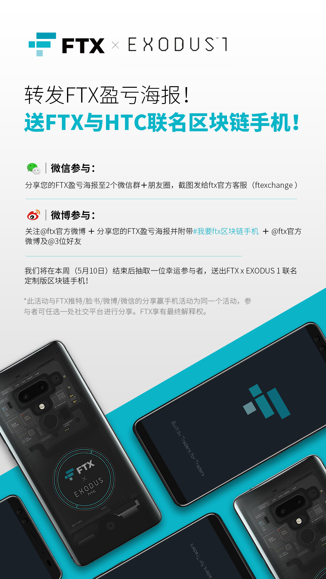 FTX活动 | 分享FTX盈亏海报！送FTX与HTC联名定制版区块链手机！