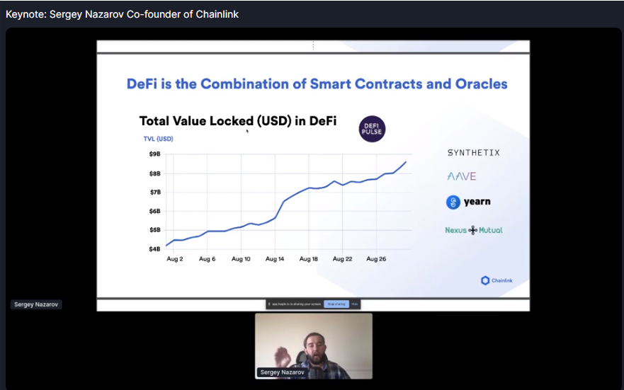 Chainlink创始人Sergey Nazarov：DeFi只占数字加密货币市场总值的2.5%，剩余的智能合约市场有万亿美元规模。
