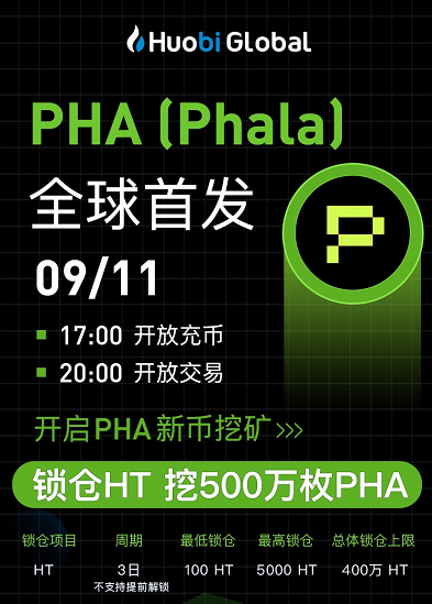 火币将首发上线 PHA (Phala)，并开启PHA“新币挖矿”