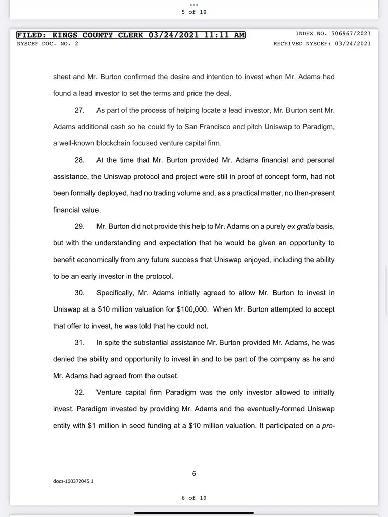 Uniswap 早期支持者和创始人 Hayden 因钱「开撕」，到底谁在说谎？