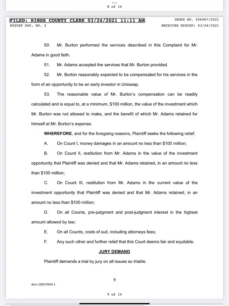 Uniswap 早期支持者和创始人 Hayden 因钱「开撕」，到底谁在说谎？